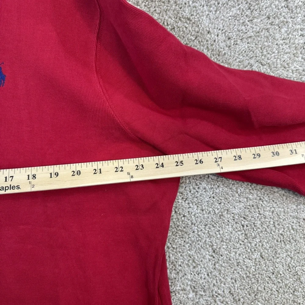 Polo Ralph Lauren Mens XL Red 100% Cotton Quarter Zip Pullover Sweater Mock Neck
